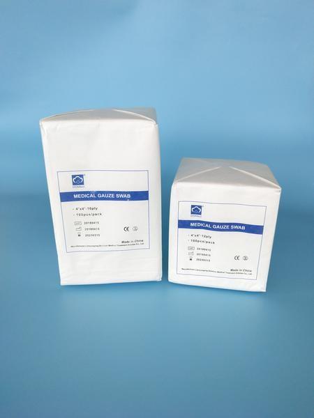 Esfregões de gaze médica de algodão absorvente Esfregões de gaze 16 PLY não esterilizados