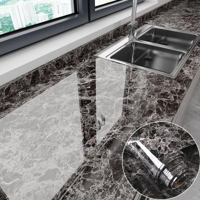 Glossy 120cm Wide Grey Marble Effect Wallpaper Stickers For Kitchen Wall