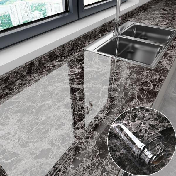 ECO White Marble Effect Wallpaper 10m Waterproof Oil Proof Wallpaper