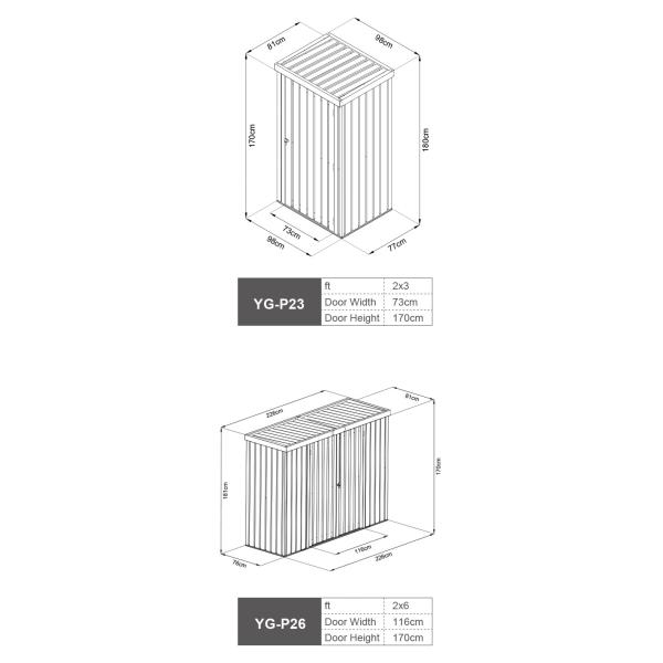 YG Series Outdoor Metal Storage Shed 2x3ft 2x6ft With 2 Hooks / 4 Anchors