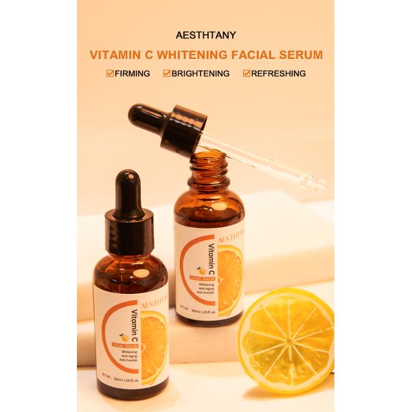 Serum de soins du visage beauté vente à chaud Vitamine C pour le visage Serum d'éclaircissement avec vitamine E Serum d'acide hyaluronique pour le visage