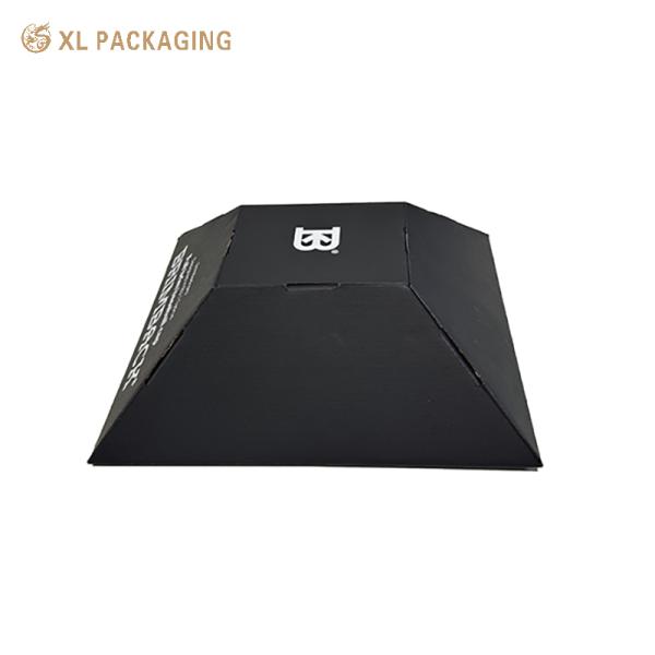 Trapezoid Style Foldable Hat Box | Black Corrugated Cardboard Baseball Cap Packaging | Flat Shipment & Easy Assembly