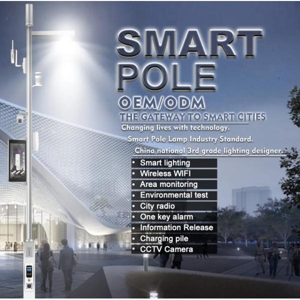 sidewalk road Outdoor Smart City LED Street Light Poles with Pole Camera