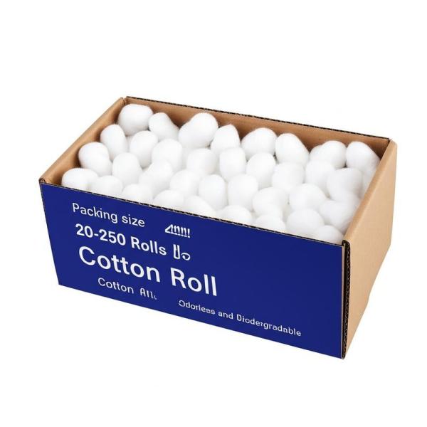 Packing size 20-250 Rolls /ctn Cotton Roll Odorless and Biodegradable