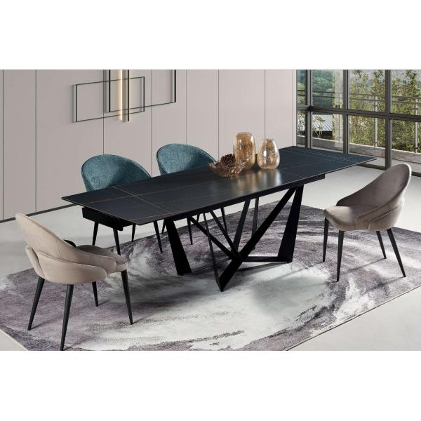 Factory Nordic Style Rock Top Panel Tables Extendable Dinner Table Foldable Rectangular 8 Seater Dining Tables Set