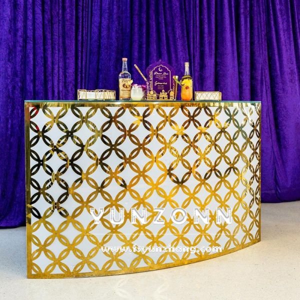 Gold Pattern Popular New Design Tall Bar Furniture Luxury Bar Table Stainless Steel for Pub Wedding