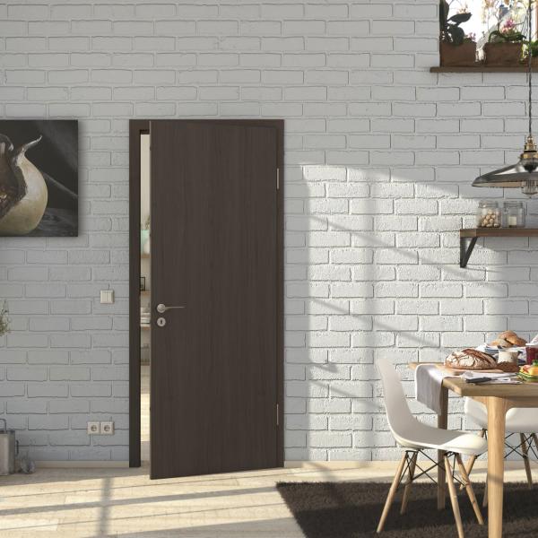 Modern Security Wooden Interior Doors Brown Gray Wood Veneer Door