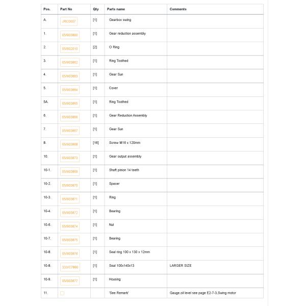 JRC0007 JS200 JS205 JCB220 Swing Drive Gearbox Reducer For Excavator