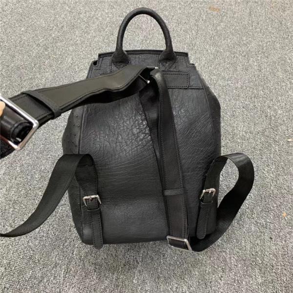 Unisex Style Authentic Ostrich Skin Drawstring Closure Women Men Backpack Genuine Leather Female Male Travel Bag Pack