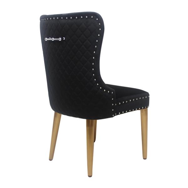 Cadeira de veludo de botão preto com fechadura cadeira de jantar modelo elegante