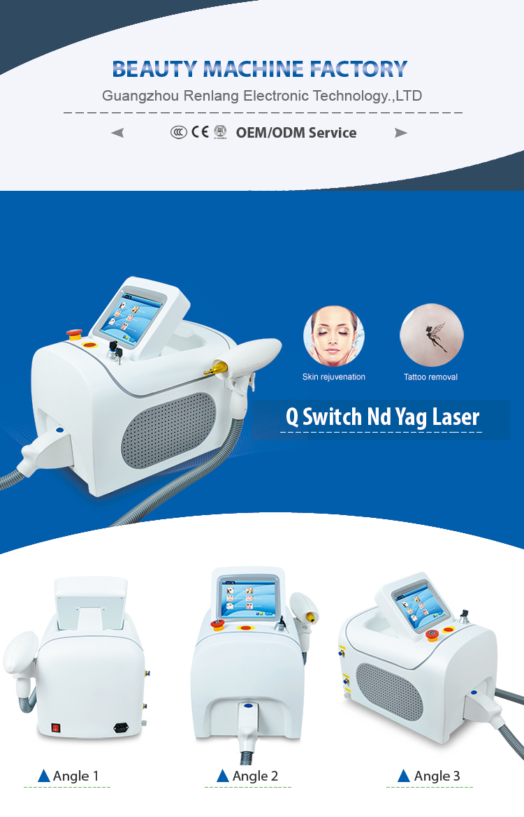 Q Switched Portable ND YAG Laser Tattoo Pigment Removal Skin Rejuvenation Equipment