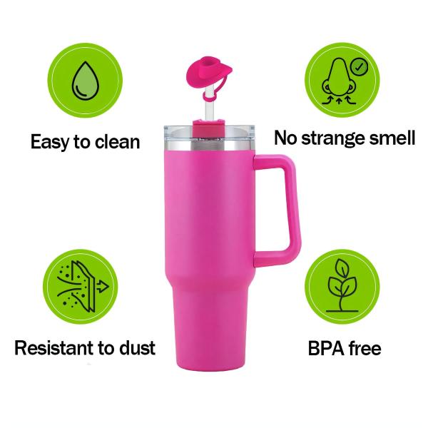 Toppers de paja de flores de silicona Reutilizables cubiertas y tapas para 9-10mm Las pajitas se ajustan Stanley 30 & 40oz Stambler Stanley Cap tapa