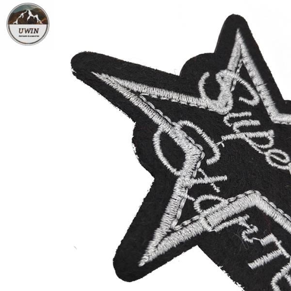 Customized Color Embroidered Star Patches Eco Friendly With Stick Sew On Backing