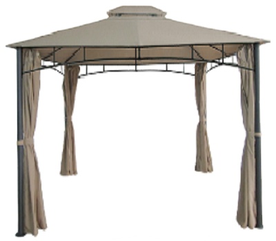 Polyester Sail Double-Roof Metal Gazebo with Arched Rib in Classic Design