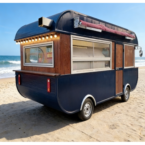 Vintage Gourmet Ship Type Mobile Kitchen Trailer Van Customized Equipment Dessert Pizza Coffee Catering