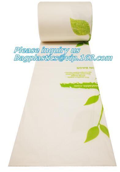 Compostable Corn Drawstring Trash Bags In Dispenser Box, Customized Biodegradable Compostable Drawstring Plastic Bags