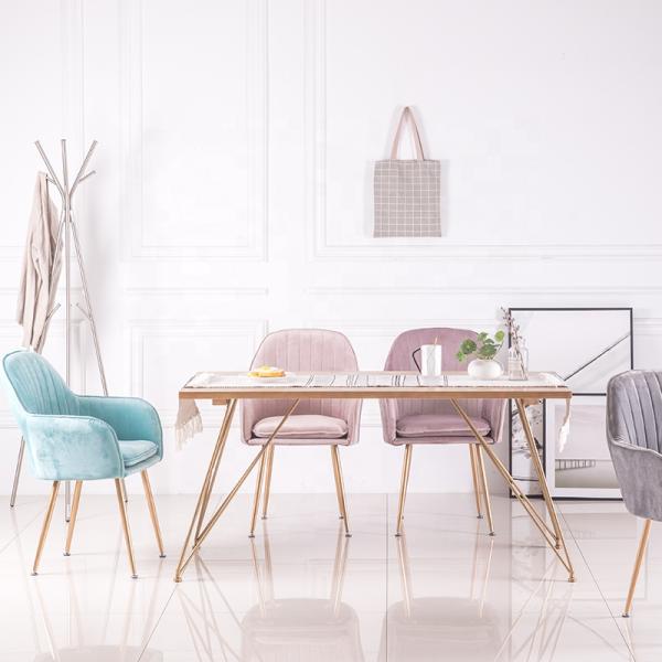 Velvet Cushion 13KGS 850mm Metal Upholstered Dining Chair