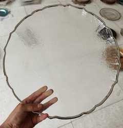 14 Inch 16 Inch  Glass Clear Charger Plates With Black Rim For Wedding Events