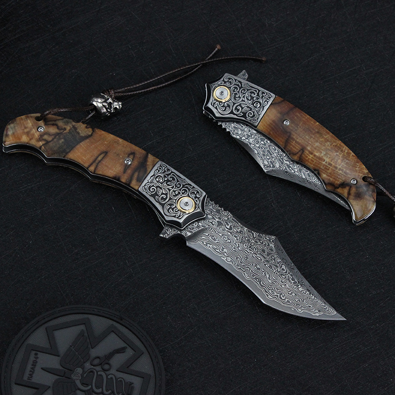 GT0167 Immediately Ship Damascus Outdoor Tactical Knife Camping Knife Tunafire