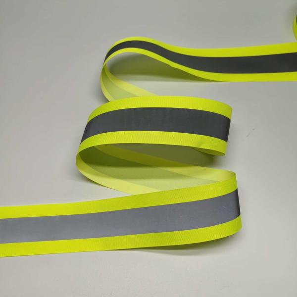 Highlight Yellow Reflective Webbing For Clothes Bags Sportswear Outwear Workwear