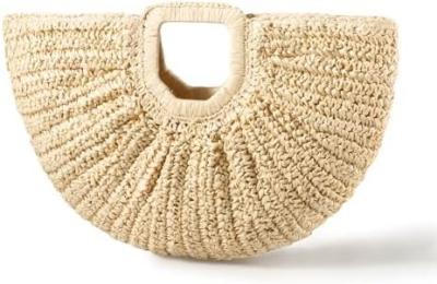 YYW HANDMADE TOTE BAG FOR WOMEN, HAND-WOVEN STRAW LARGE HOBO BAG FOR WOMEN ROUND HANDLE RING TOTO SUMMER BEACH BAG BEACH