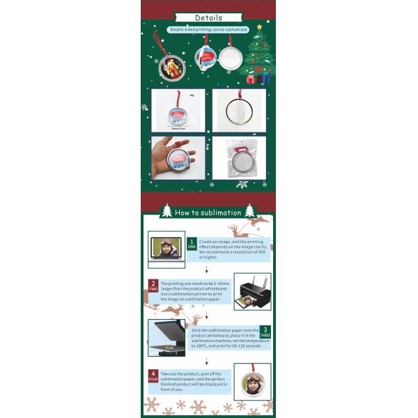 ZELOYAUT Wholesale Sublimation Blanks Hot Sales Sublimation Plastics Rotatable Ornaments Balls Custom Christmas Pendant Gifts