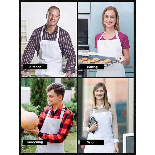 Adjustable White Polyester Apron Sublimation With 2 Pockets Waterdrop Resistant Cooking Kitchen Aprons For BBQ Painting
