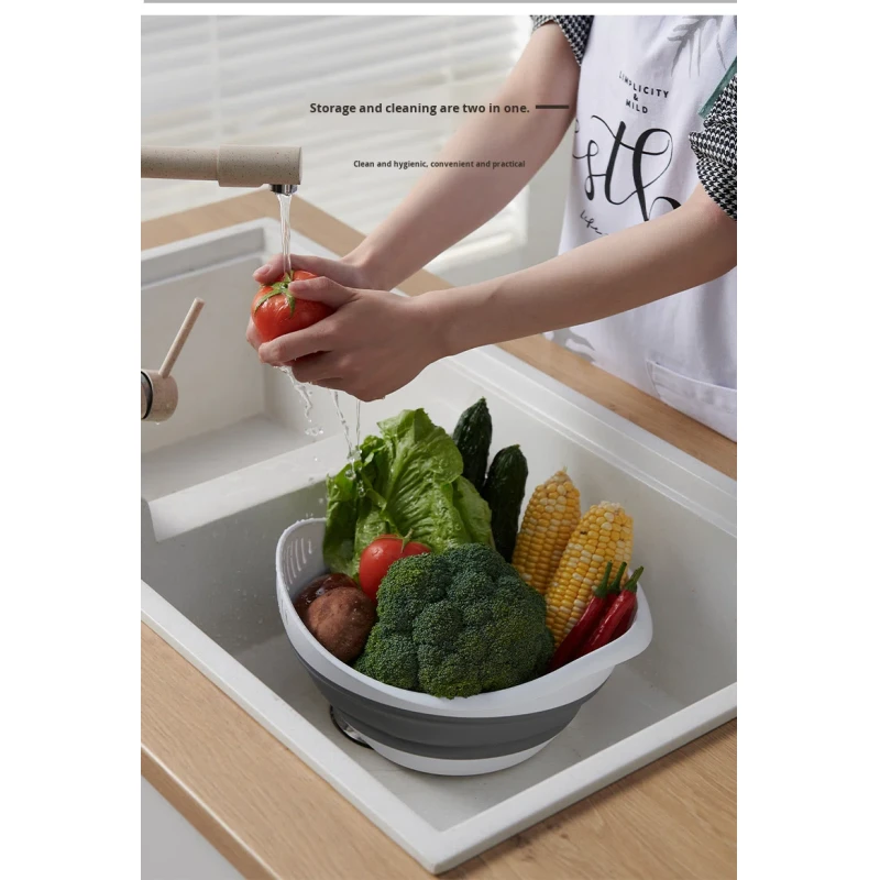 Muti-functional Eco-friendly Modern Foldable Design Silicone Folding Dish Storge Basket for Home Kitchen Food Storage