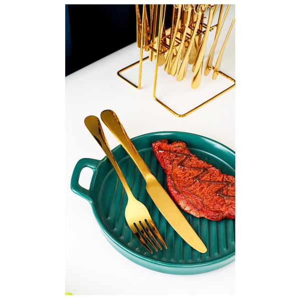 24 PCS Gold Flatware Set for Party Customized Stainless Steel Cutlery Knife Spoon Fork