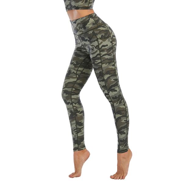 Camouflage High Waisted Workout Leggings Digital Printing Quick Dry