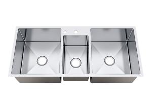 Évier de cuisine triple d'acier inoxydable de bâti de dessus de coin carré de