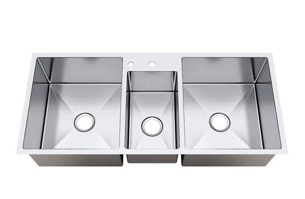 Triple Bowl Square Corner Top Mount Stainless Steel Kitchen Sink 70 X 20 Inches