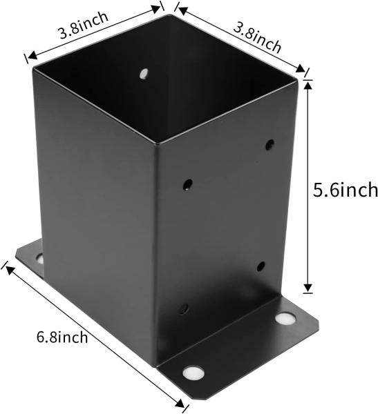 4 x 4 Post Base Inner Size 3.6x3.6Deck Post Base Heavy Duty Metal Black Powder Coated Post Brackets