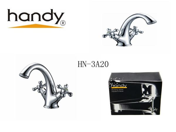 Chrome plated Basin Faucet with Ceramic valve core, Cross Handles