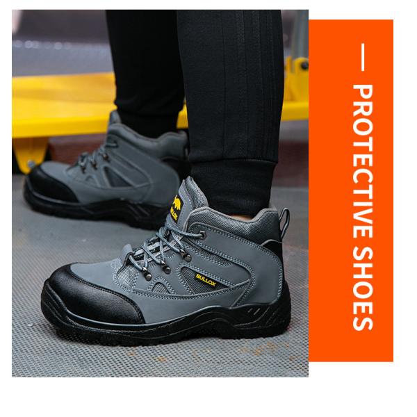 Oxford Cloth Security Boots Men PU Injection Sole Steel Plate Anti Proof Work For Mens