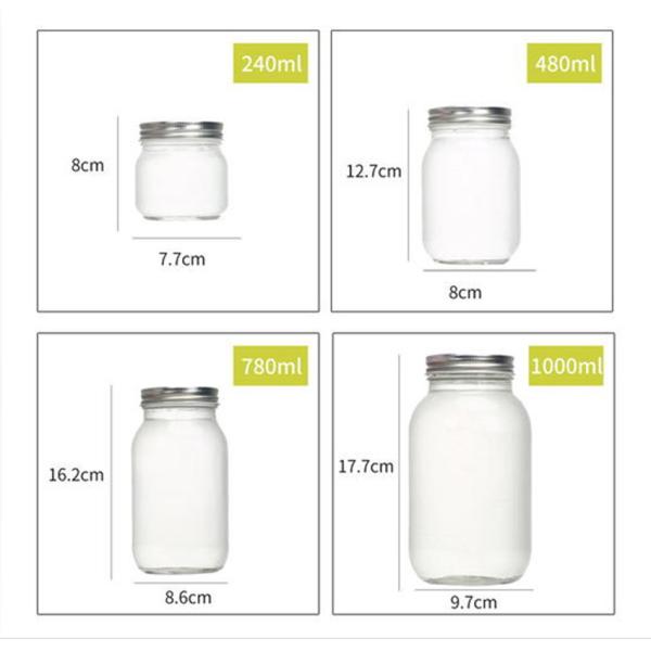 500ml Wide Mouth Glass Kitchen Canisters Sturdy Handle For Easy Carrying