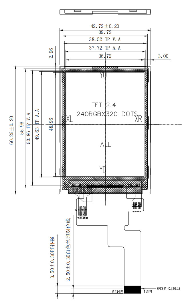 2.4-дюймовый высокий яркость 800nits IPS TFT дисплей 240x320 точка матрица модуль