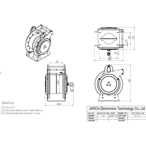 Low Pressure Retractable Extension Hose Reel Hydraulic Drives Anti Static For Fuel Tanker Truck