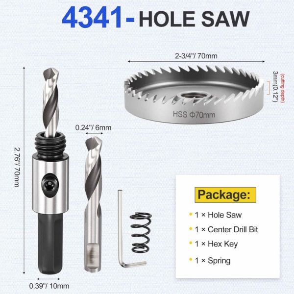 70mm HSS Hole Saws 4341 Commercial Master Boring Bit High Torque