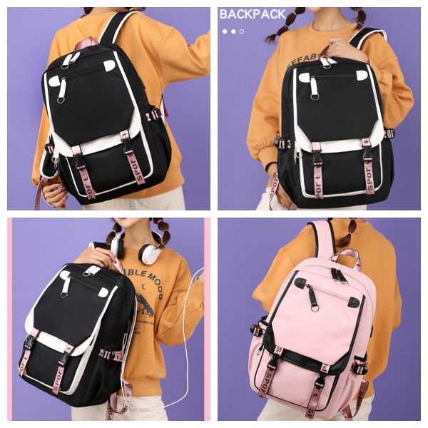 Colefa Korean Version Minimalist Multi-layer 13 Inch Computer Backpack Headphone Jack for Middle High School Students Backpack