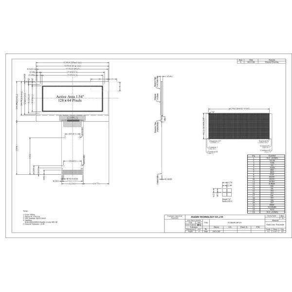 1.54 OLED 128x64 точки драйвер IC CH1116 SPI IIC интерфейс OLED модуль 1,54 дюйма 12864 OLED модуль отображения