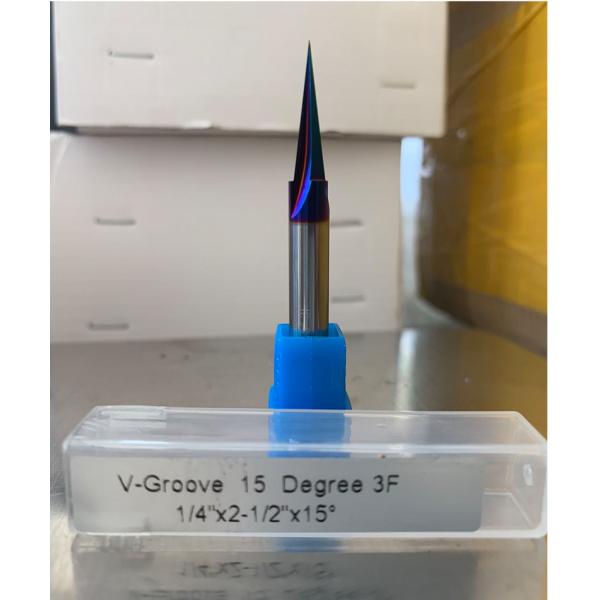 1/4 Shank Blue Coating V Type Solid Carbide Wood Cutter Tools Customizable OEM Engraving Router Bits for Woodworking
