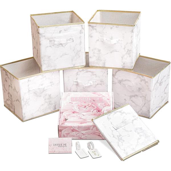 Marble Pattern 6 Containers Soft Storage Cubes Eco Friendly