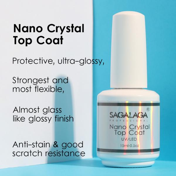 High Gloss Shine Long Lasting Base and Top Coat Gel Polish 15ml No Wipe Nano Crystal Private Label MSDS Certified
