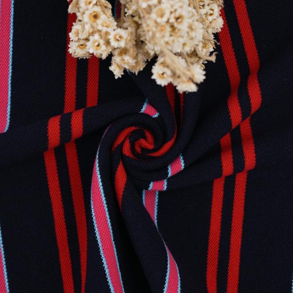 Weft Knitting Cotton Pique Fabric Yarn Dyed Striped Stretch T Shirt Material