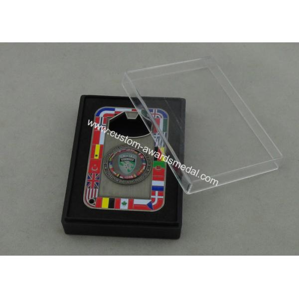 NATO OTAN Metal Personalized Coins With Bottle Opene And Antique Silver Plating