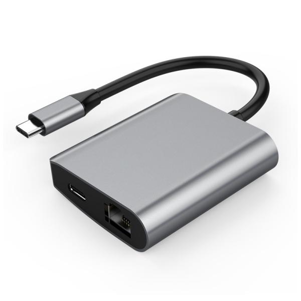 USB C 3.2 Gen1 External Network Adapter Splitter With PD 100W Charger