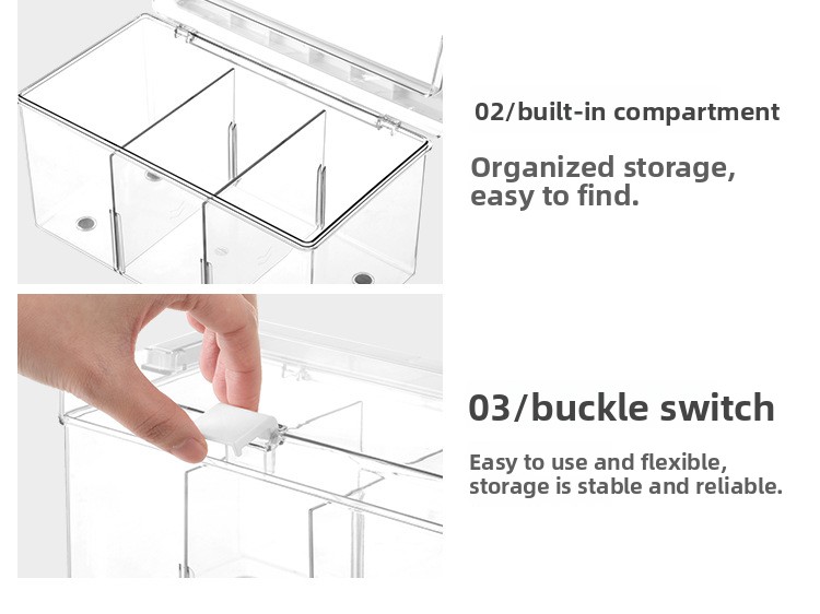 Minimalist Clear Plastic Medicine Organizer Box Large Capacity Multi-Compartment Desktop Storage Container with Handle