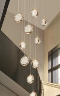 Contemporary Round Crystal Ball Chandelier For Villa Mall Hotel Loft Kitchen Living Room