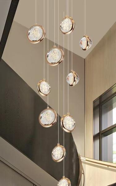 Contemporary Round Crystal Ball Chandelier For Villa Mall Hotel Loft Kitchen Living Room